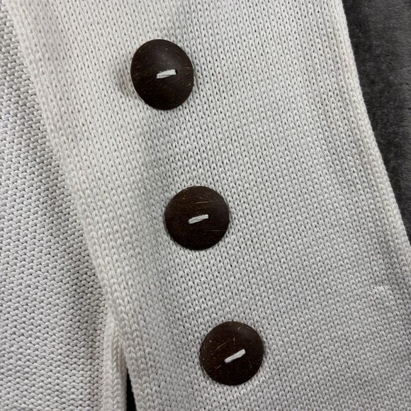 Pure Handknit Button Wrap Cardigan Poncho Shrug Scarf Cotton OS White I141 - Picture 4 of 6